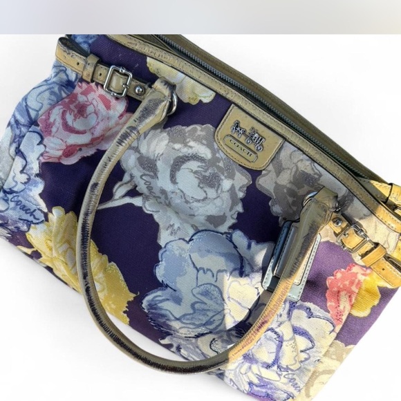Coach Floral Tote Bag - Purple and Yellow - Picture 1 of 7